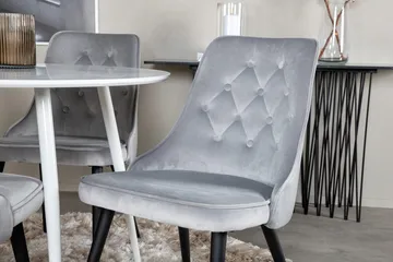 Plaza Rund Matgrupp 100 cm med 4 Velvet Deluxe Matstolar - ljusgrå - Möbler - Bord & matgrupp - Matgrupp
