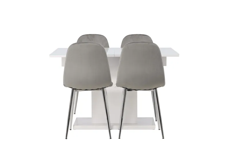 Pluto Matgrupp 120 cm Rektangulär med 4 Eva stolar, Ljusgrå