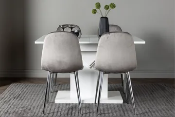 Pluto Matgrupp 120 cm Rektangulär med 4 Eva stolar - Ljusgrå - Möbler - Bord & matgrupp - Matgrupp