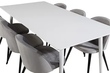 Polar Matbord 180 cm med 6 Velvet Köksstol Sammet - Möbler - Bord & matgrupp - Matgrupp