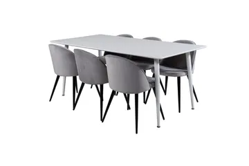 Polar Matbord 180 cm med 6 Velvet Köksstol Sammet - Möbler - Bord & matgrupp - Matgrupp