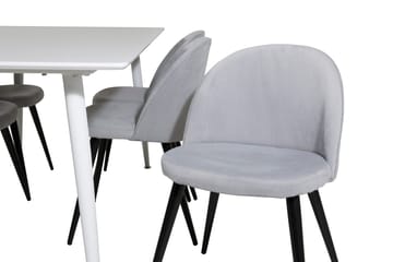 Polar Matbord 180 cm med 6 Velvet Matstol Manchester - ljusgrå, vit - Möbler - Bord & matgrupp - Matgrupp