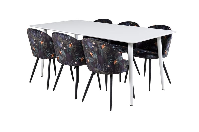 Polar Matbord 180 cm med 6 Velvet Matstol - Möbler - Bord & matgrupp - Matgrupp