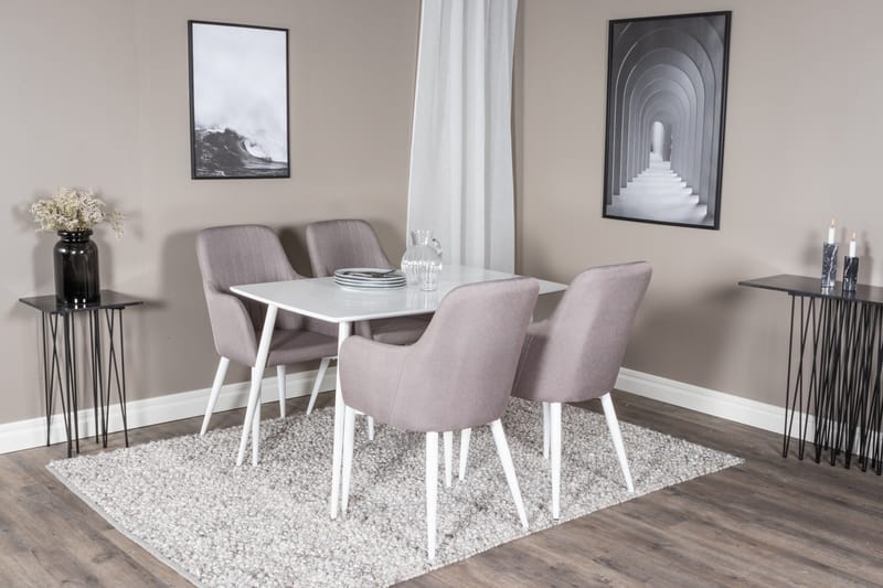 Polar Matgrupp 120 cm Rektangulär med 4 Comfort stolar - Grå - Möbler - Bord & matgrupp - Matgrupp