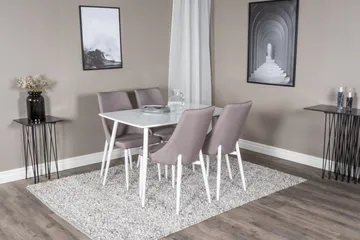 Polar Matgrupp 120 cm Rektangulär med 4 Leone stolar - Grå - Möbler - Bord & matgrupp - Matgrupp