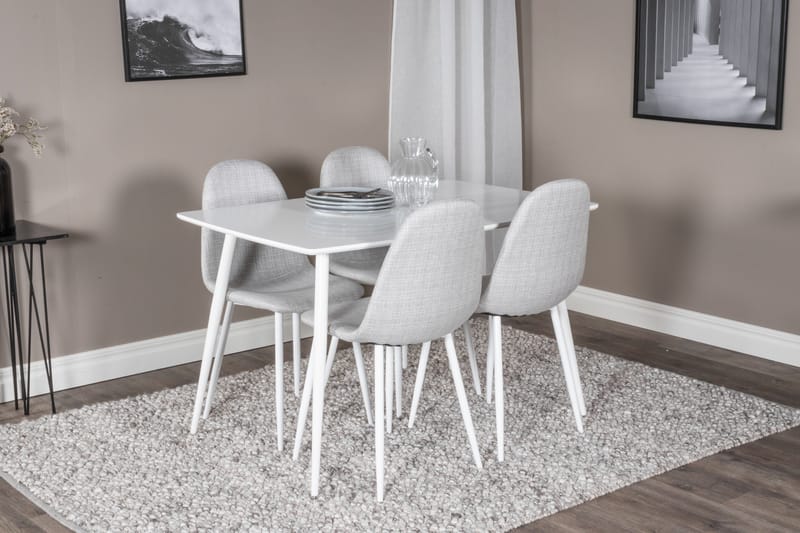 Polar Matgrupp 120 cm Rektangulär med 4 Polar stolar - Ljusgrå - Möbler - Bord & matgrupp - Matgrupp