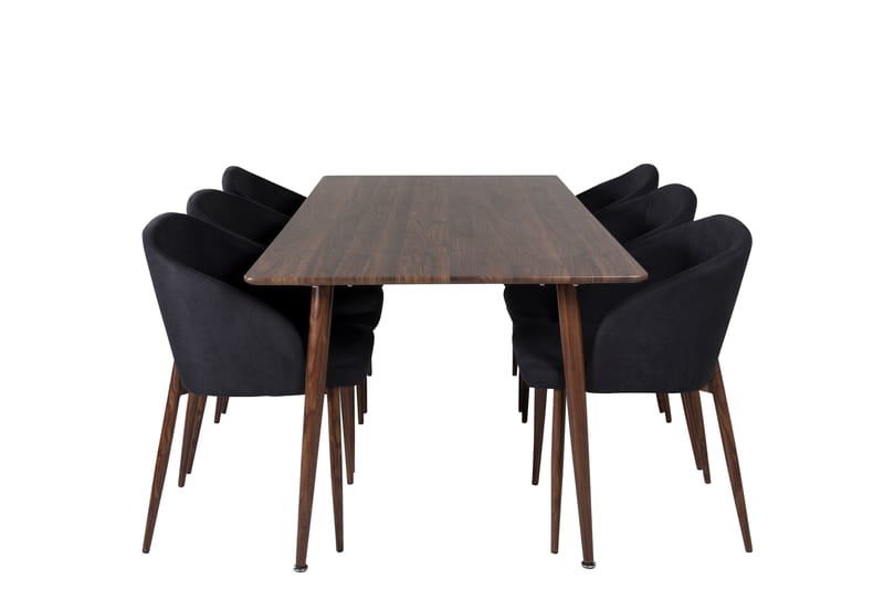 Polar Matgrupp 180 cm Rektangulär med 6 Arch stolar, Svart