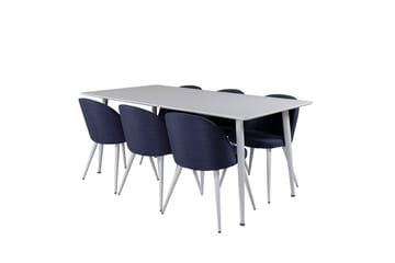 Polar Matgrupp 180 cm Rektangulär med 6 Velvet stolar - Svart - Möbler - Bord & matgrupp - Matgrupp