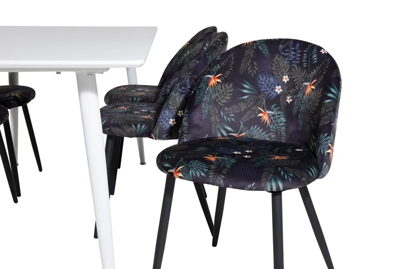 Polar Matgrupp 180 cm Rektangulär med 6 Velvet stolar - Svart - Möbler - Bord & matgrupp - Matgrupp