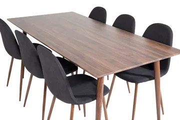 Polar Matgrupp 180 cm Rektangulär med 6 Polar stolar - Svart - Möbler - Bord & matgrupp - Matgrupp