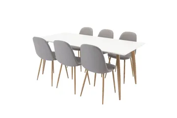 Polar Matgrupp 180 cm Rektangulär med 6 Polar stolar - Natur - Möbler - Bord & matgrupp - Matgrupp