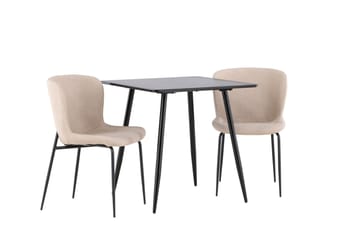 Polar Matgrupp 75 cm Kvadratisk med 2 Modesto stolar - Svart/Beige - Möbler - Bord & matgrupp - Matgrupp