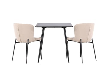 Polar Matgrupp 75 cm Kvadratisk med 2 Modesto stolar - Svart/Beige - Möbler - Bord & matgrupp - Matgrupp