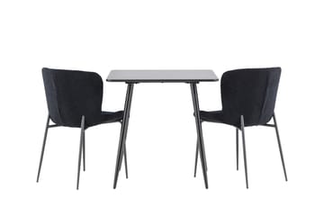 Polar Matgrupp 75 cm Kvadratisk med 2 Modesto stolar - Svart/Svart - Möbler - Bord & matgrupp - Matgrupp