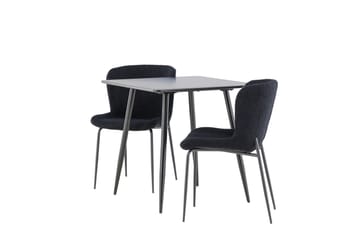 Polar Matgrupp 75 cm Kvadratisk med 2 Modesto stolar - Svart/Svart - Möbler - Bord & matgrupp - Matgrupp
