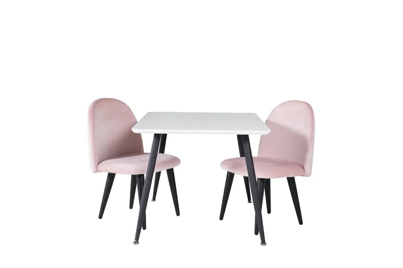 Polar Matgrupp 80 cm Rektangulär med 2 Velvet stolar, Svart