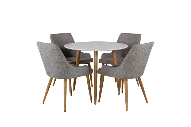 Polar Matgrupp 90 cm Rund med 4 Plaza stolar, Grå