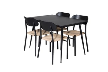 Polly Rektangulär Matgrupp 120 cm med 4 Silar Matstolar - svart/natur - Möbler - Bord & matgrupp - Matgrupp