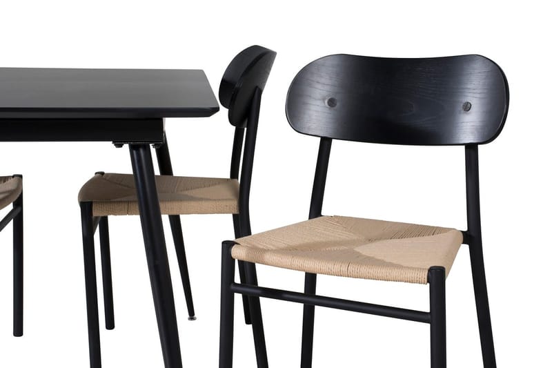 Polly Rektangulär Matgrupp 120 cm med 4 Silar Matstolar - svart/natur - Möbler - Bord & matgrupp - Matgrupp