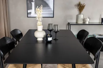 Polly Rektangulär Matgrupp 120 cm med 4 Silar Matstolar - svart/natur - Möbler - Bord & matgrupp - Matgrupp