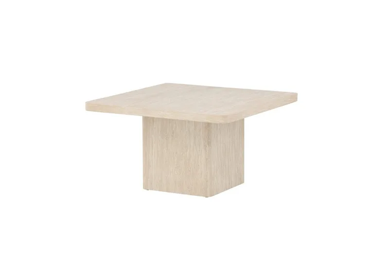 Qvart Kvadratiskt Soffbord i Sten, Beige