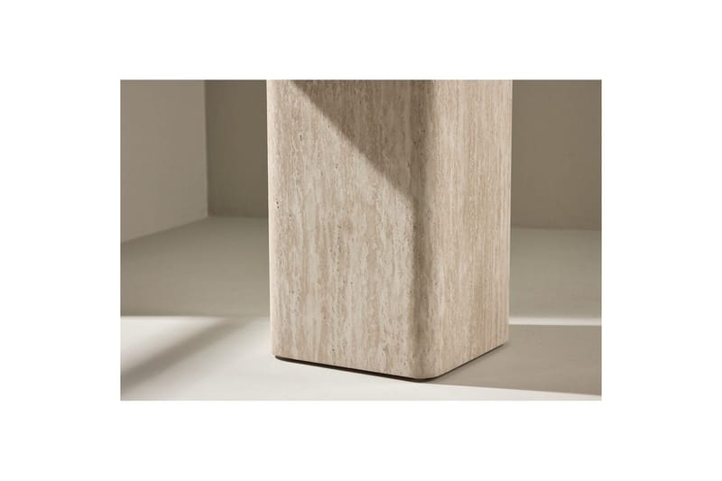Qvart Kvadratiskt Soffbord i Sten med Rundade Hörn - Beige - Möbler - Bord & matgrupp - Soffbord