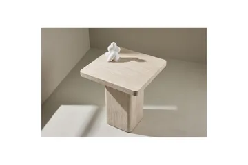 Qvart Kvadratiskt Soffbord i Sten med Rundade Hörn - Beige - Möbler - Bord & matgrupp - Soffbord