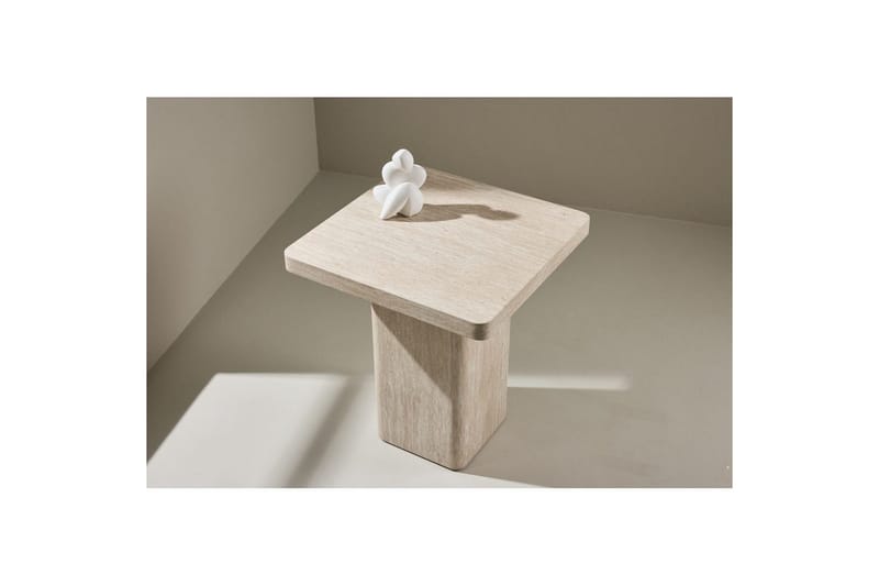 Qvart Kvadratiskt Soffbord i Sten med Rundade Hörn - Beige - Möbler - Bord & matgrupp - Soffbord