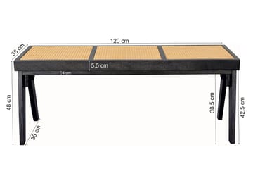 Ralvik Bänk 120 cm i rotting och massivt akaciaträ - svart rotting - Möbler - Bord & matgrupp - Matbord & köksbord
