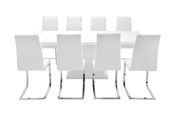 Ratliff Matgrupp 180 cm + 8 Sorado Stol - Vit/Krom - Möbler - Bord & matgrupp - Matgrupp