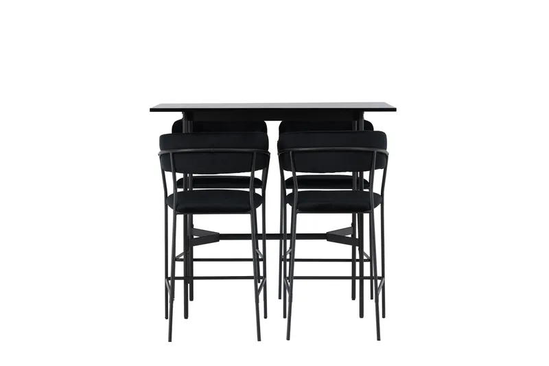 Rax Matgrupp 120 cm Rektangulär med 4 Lui stolar, Svart