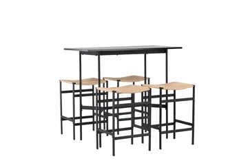 Rax Matgrupp 120 cm Rektangulär med 4 Polly stolar - Svart - Möbler - Bord & matgrupp - Matgrupp