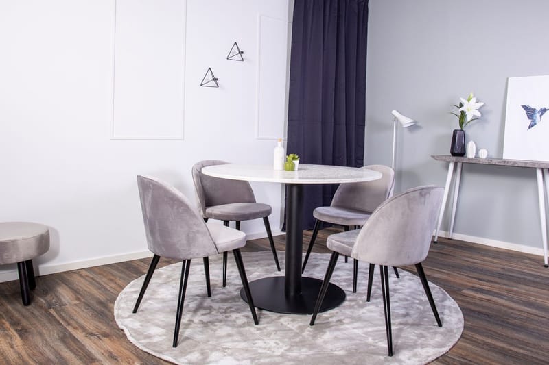 Razzia Matbord 106 cm med 4 Velvet Köksstol Sammet - Möbler - Bord & matgrupp - Matgrupp