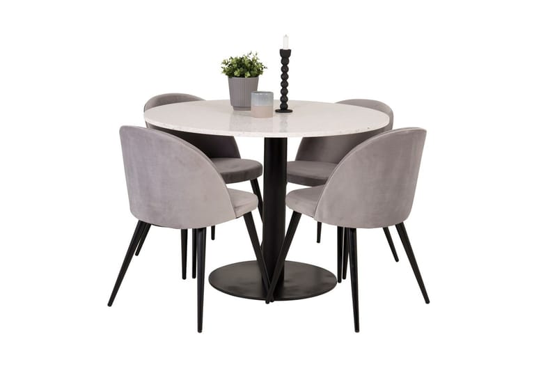 Razzia Matbord 106 cm med 4 Velvet Köksstol Sammet - Möbler - Bord & matgrupp - Matgrupp
