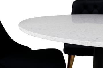 Razzia Matgrupp 106 cm Rund med 4 Velvet Deluxe stolar - Svart/Guld - Möbler - Bord & matgrupp - Matgrupp