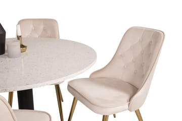 Razzia Matgrupp 106 cm Rund med 4 Velvet stolar - Beige - Möbler - Bord & matgrupp - Matgrupp