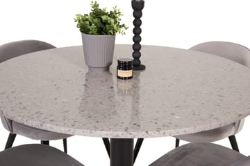 Razzia Matgrupp 106 cm Rund med 4 Velvet stolar - Svart - Möbler - Bord & matgrupp - Matgrupp