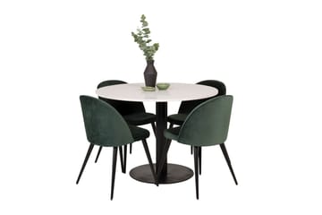 Razzia Matgrupp 106 cm Rund med 4 Velvet stolar - Svart - Möbler - Bord & matgrupp - Matgrupp