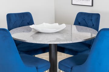 Razzia Matgrupp 106 cm Rund med 4 Velvet stolar - Svart - Möbler - Bord & matgrupp - Matgrupp