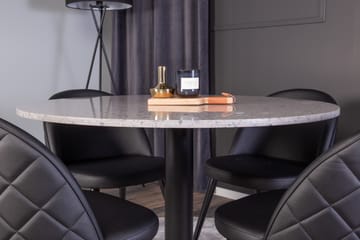Razzia Matgrupp 106 cm Rund med 4 Velvet stolar - Svart - Möbler - Bord & matgrupp - Matgrupp