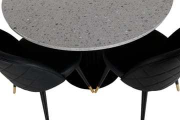 Razzia Matgrupp 106 cm Rund med 4 Velvet stolar - Svart/Guld - Möbler - Bord & matgrupp - Matgrupp