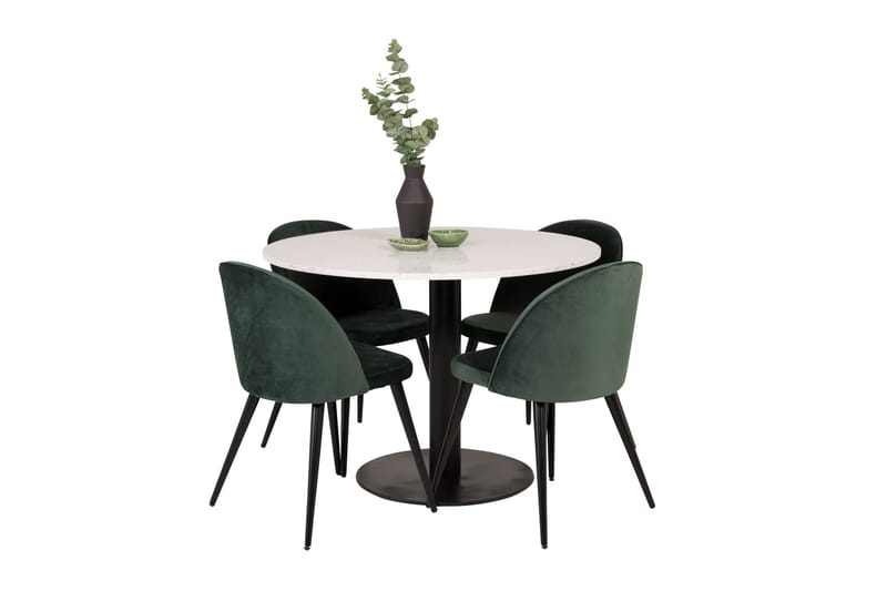 Razzia Matgrupp 106 cm Rund med 4 Velvet stolar - Möbler - Bord & matgrupp - Matgrupp