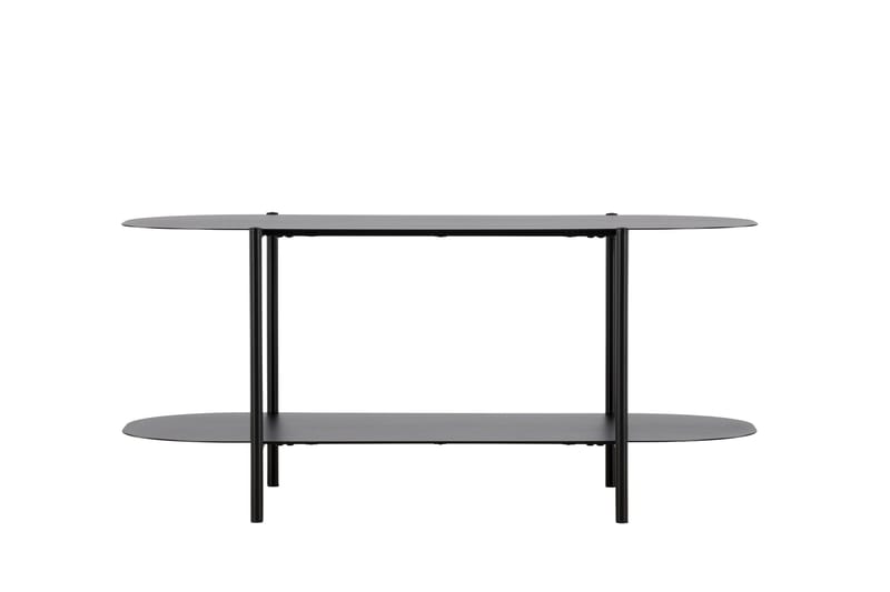 Recife 100 cm Ovalt Soffbord med Hyllor i Metall, Svart