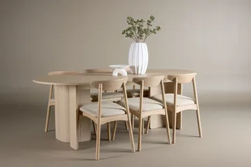 Rektangulär Matgrupp Tyresö 220 cm med 6 Ven Stolar - Natur/whitewash - Möbler - Bord & matgrupp - Matgrupp