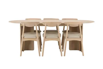 Rektangulär Matgrupp Tyresö 220 cm med 6 Ven Stolar - Natur/whitewash - Möbler - Bord & matgrupp - Matgrupp