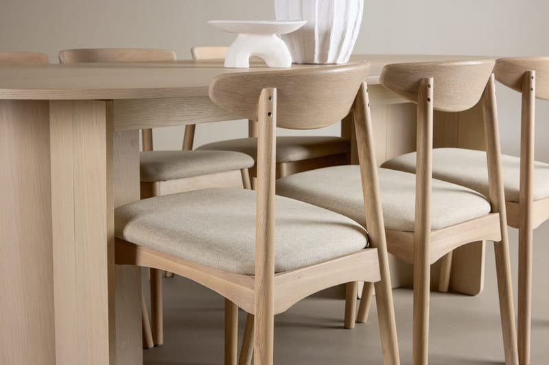 Rektangulär Matgrupp Tyresö 220 cm med 6 Ven Stolar - Natur/whitewash - Möbler - Bord & matgrupp - Matgrupp