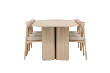 Rektangulär Matgrupp Tyresö 220 cm med 6 Ven Stolar - Natur/whitewash - Möbler - Bord & matgrupp - Matgrupp