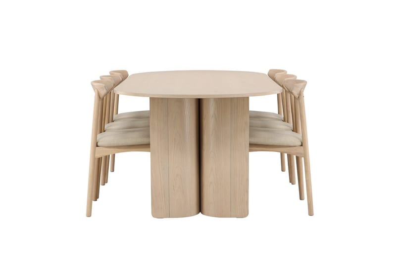 Rektangulär Matgrupp Tyresö 220 cm med 6 Ven Stolar - Natur/whitewash - Möbler - Bord & matgrupp - Matgrupp