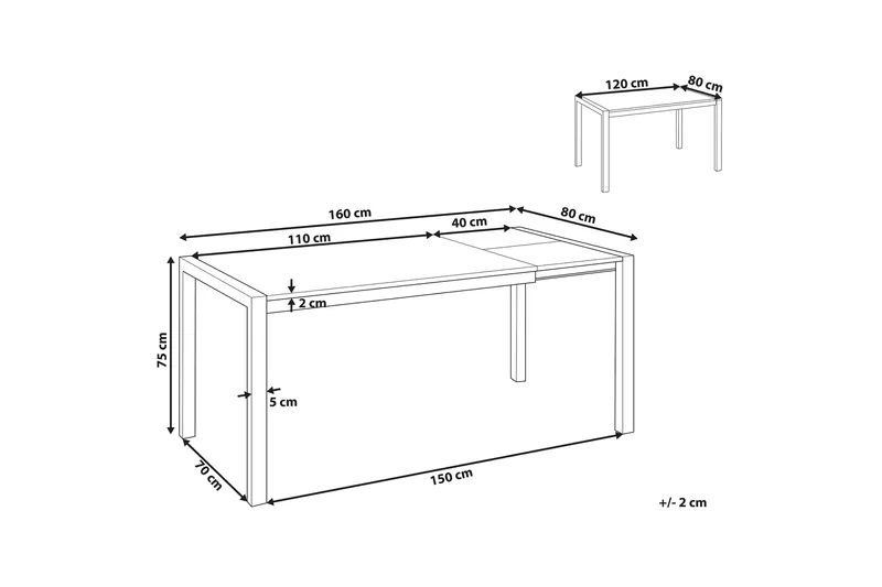 Renton Matbord Förlängningsbart 120-160x80 cm - Svart - Möbler - Bord & matgrupp - Matbord & köksbord