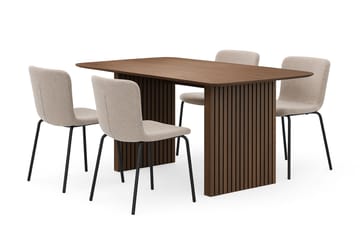 Richeto Matbord 180 cm med 4 Katy Matstolar - Rökt ek / Greige Bouclé - Möbler - Bord & matgrupp - Matgrupp